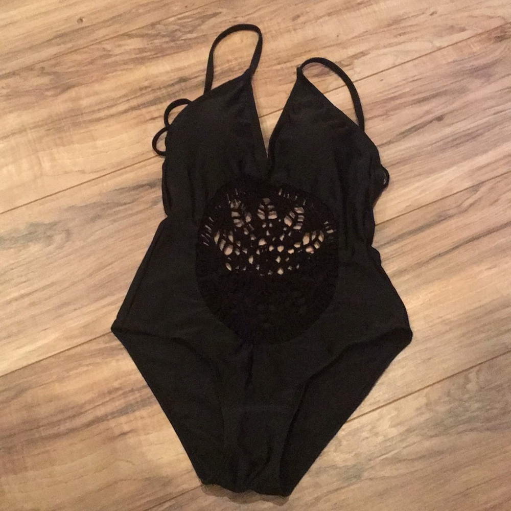 Black one piece bathing suit